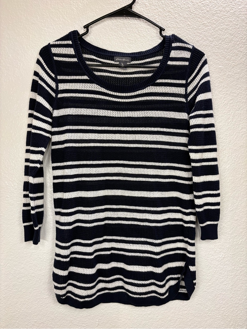 Eddie Bauer Striped Open Knit Sweater Size Small